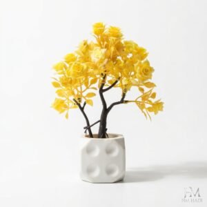 Yellow Roses in Cube Pot