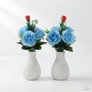 Blue Roses with Red Accent