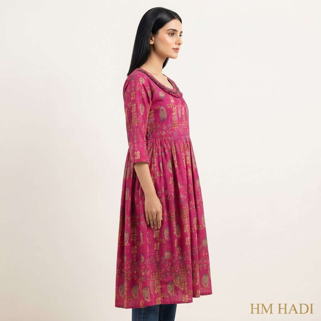 Peach Striped Floral Dress - Image 3