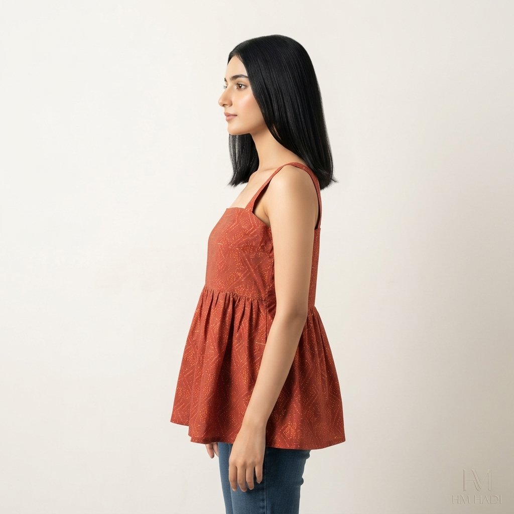 Coral Puff Sleeve Button Dress – HM HADI - Image 2