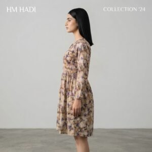 Dark Brown Floral V‑Neck Dress – HM HADI