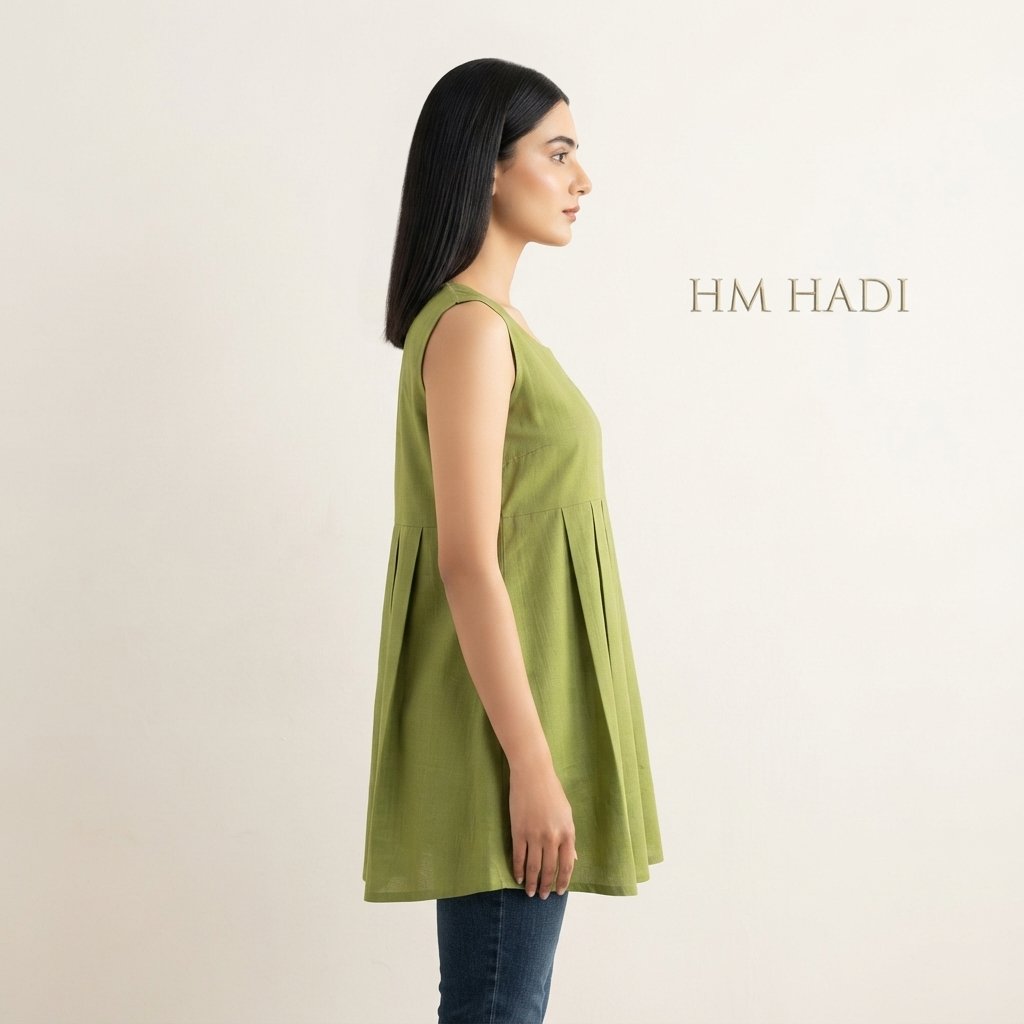 Dark Green Sleeveless Floral Dress – HM HADI - Image 3