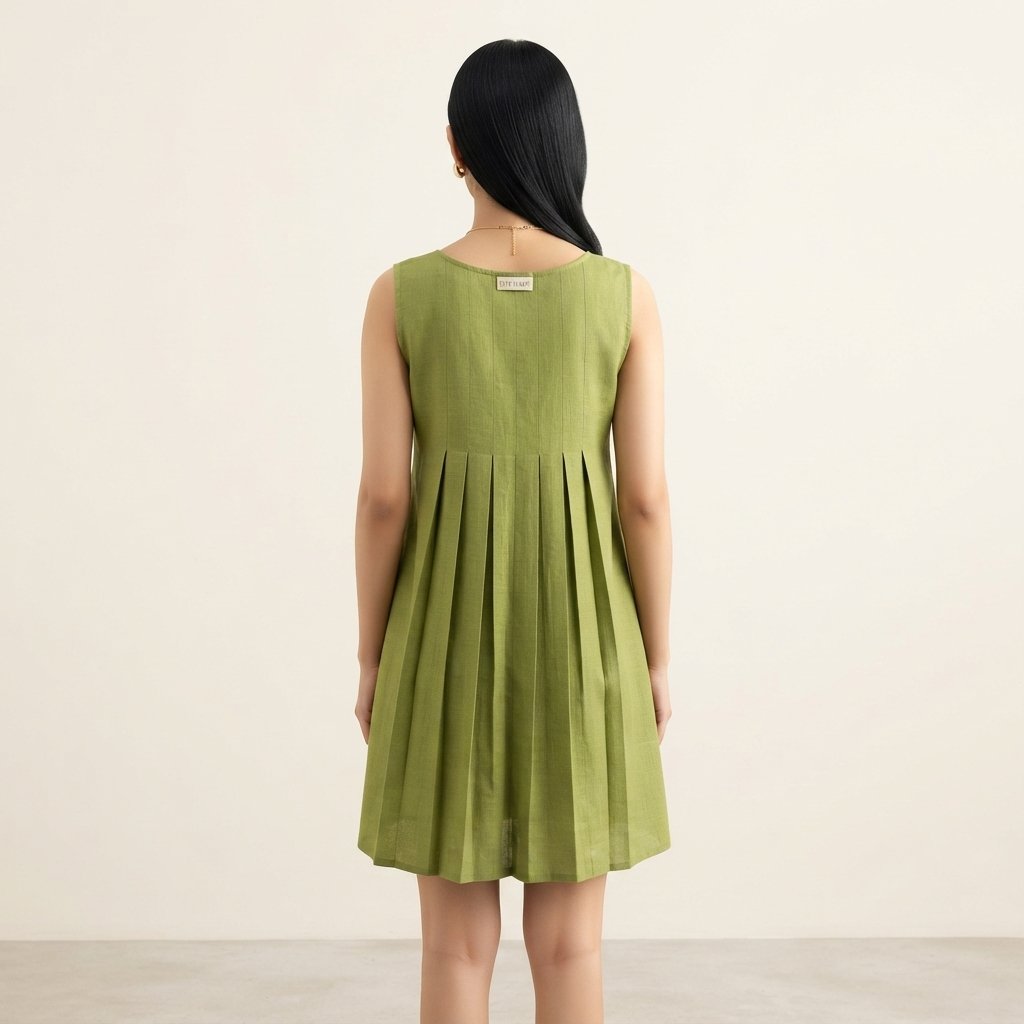 Dark Green Sleeveless Floral Dress – HM HADI - Image 4