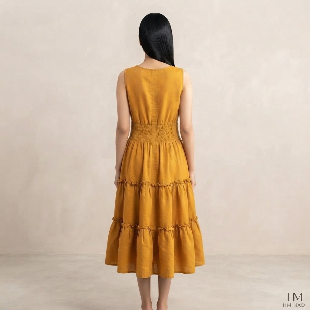 Magenta Gold Print Dress – HM HADI - Image 3