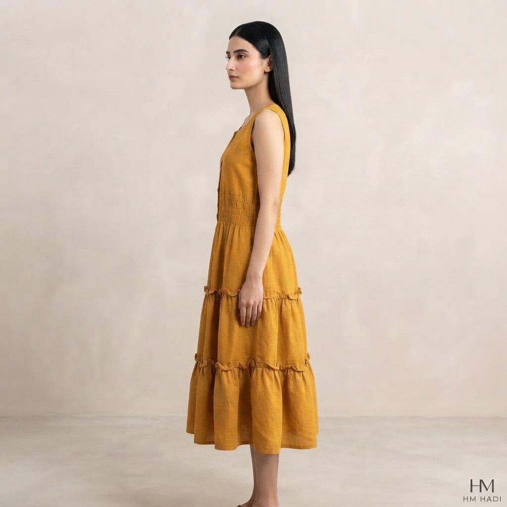 Magenta Gold Print Dress – HM HADI - Image 2