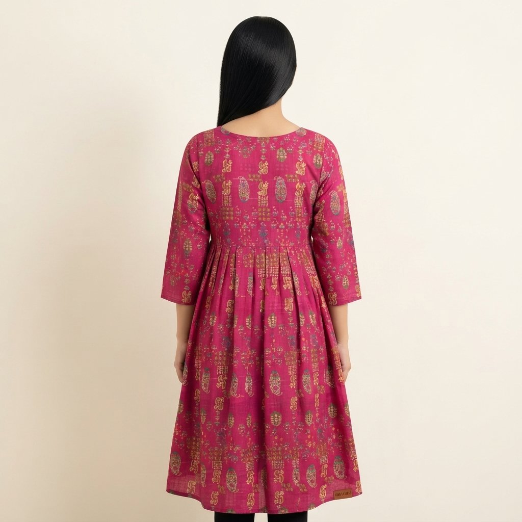 Peach Striped Floral Dress - Image 4