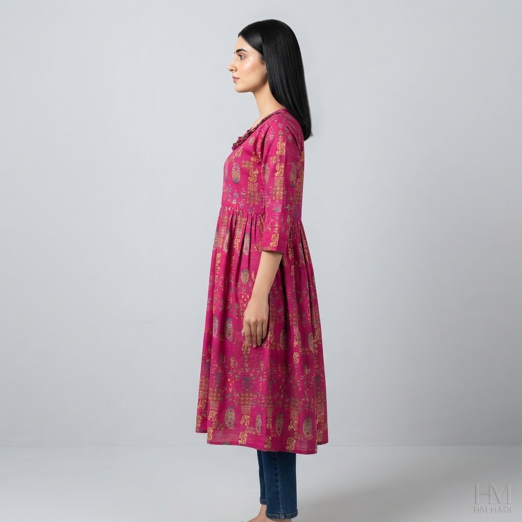 Peach Striped Floral Dress - Image 2