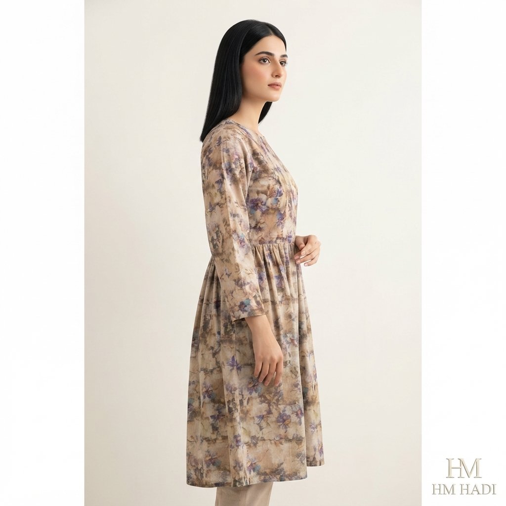 Muted Floral Mid‑Length Dress – HM HADI - Image 4