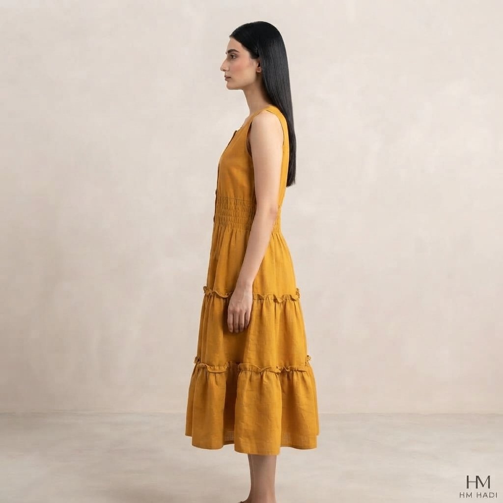Magenta Gold Print Dress – HM HADI - Image 4