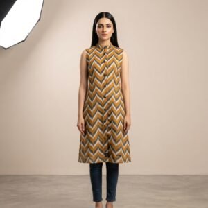 Rust Geometric Kurta Set – HM HADI