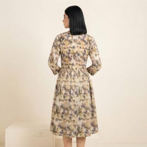 Muted Floral Mid‑Length Dress – HM HADI