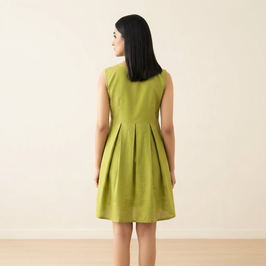 Lime‑Green Pleated Tunic Top – HM HADI - Image 4
