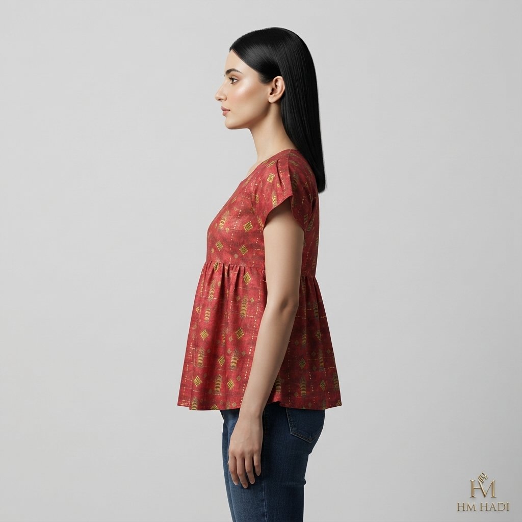 Orange Floral Contrast Tunic – HM HADI - Image 2