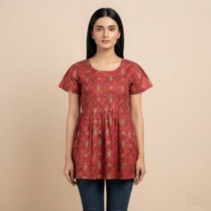 Orange Floral Contrast Tunic – HM HADI