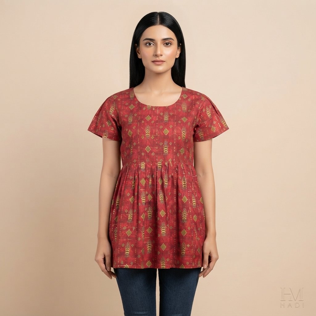 Orange Floral Contrast Tunic – HM HADI