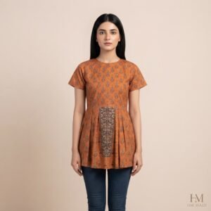 Orange‑Brown Printed Tunic – HM HADI