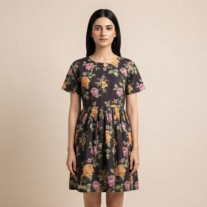 Olive‑Green Pleated Tunic – HM HADI