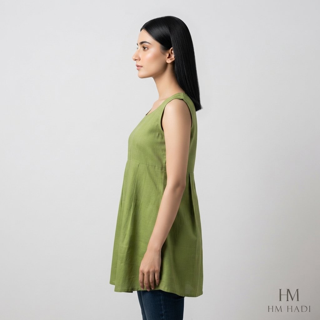 Dark Green Sleeveless Floral Dress – HM HADI - Image 2