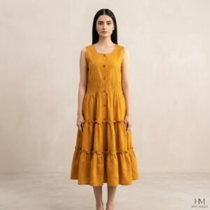 Magenta Gold Print Dress – HM HADI