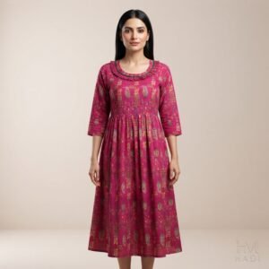 Peach Striped Floral Dress