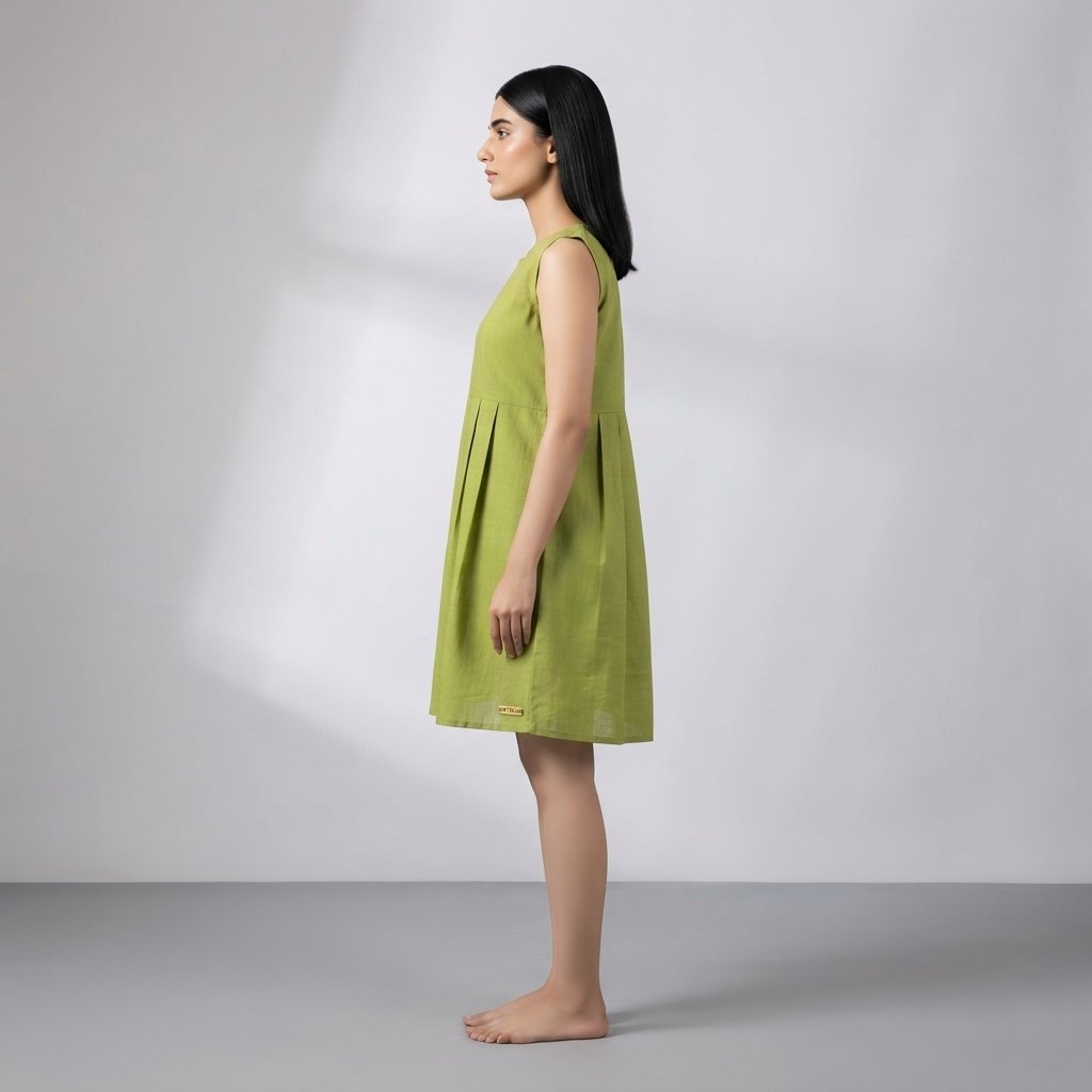 Lime‑Green Pleated Tunic Top – HM HADI - Image 3