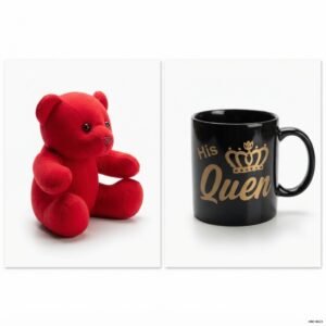 His Queen Mug + Red Teddy Bear
